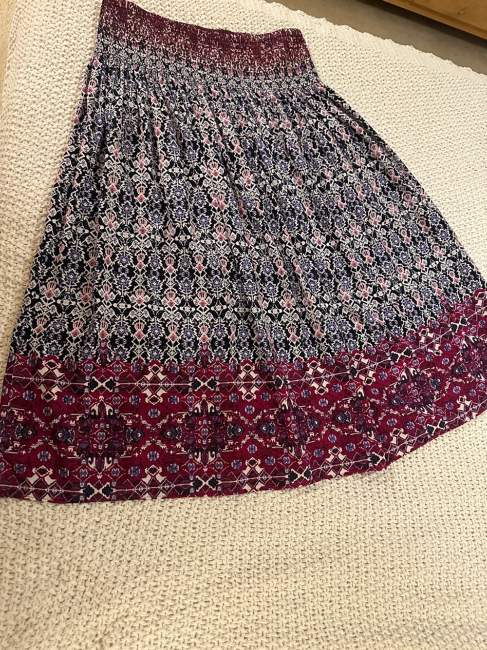 J. Jill Burgundy & Navy Printed Maxi Skirt